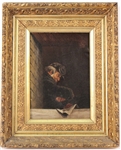 Oil on Canvas, Man Reading a Paper