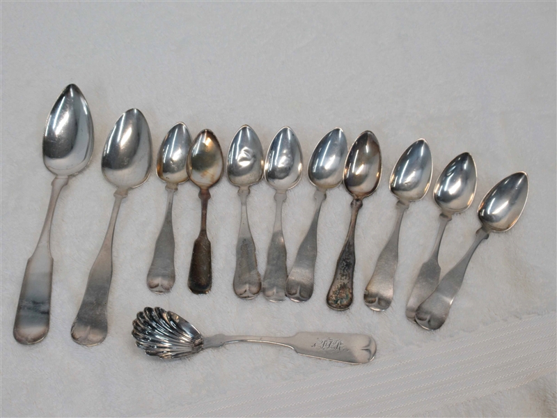 Set of Nine Coin Silver Teaspoons
