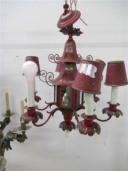 Red Toleware Style Chandelier