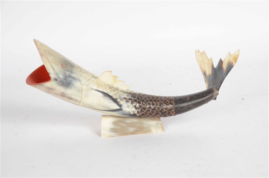 Folk Art Carved Horn Fish Figure