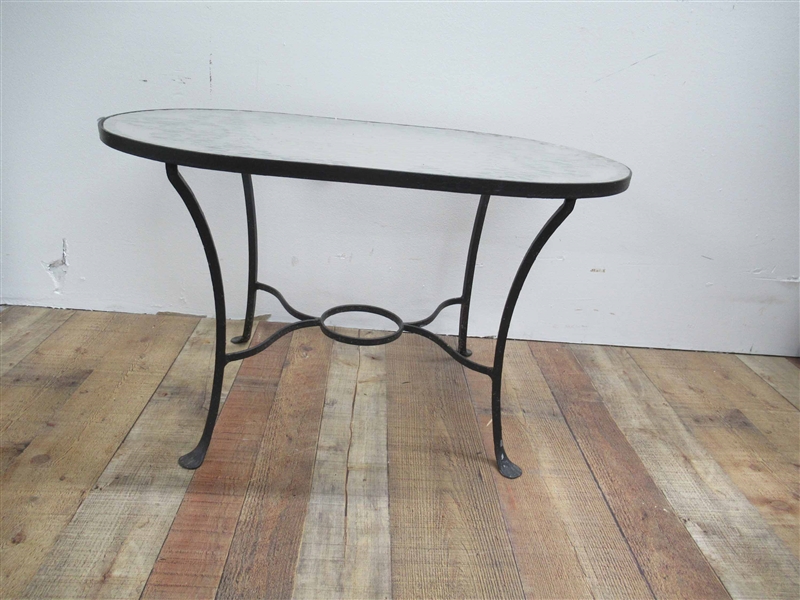 Glass Top Metal Low Oval Garden Table