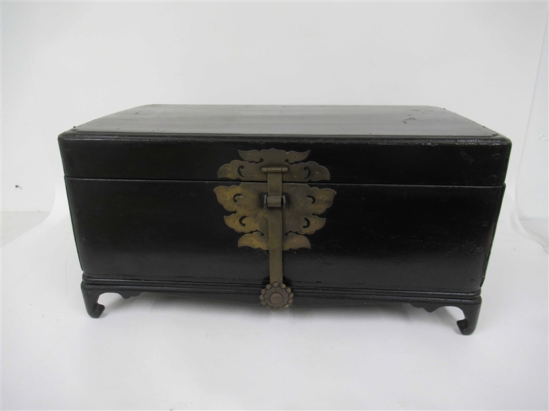 2 Black Lacquered Oriental Chests