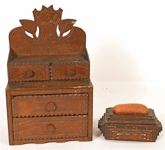 Primitive Folk Art Miniature Oak Dresser
