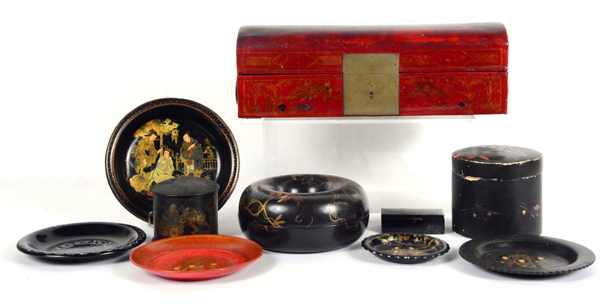 Four Chinese Black Lacquer Boxes
