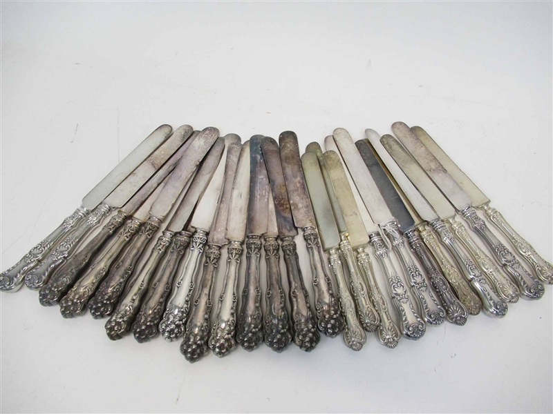 Large Group Sterling & Plated Handled Knives