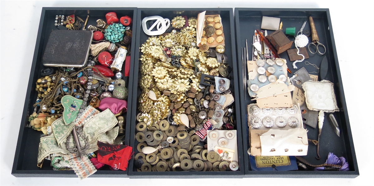 Group of Buttons and Sewing Notions