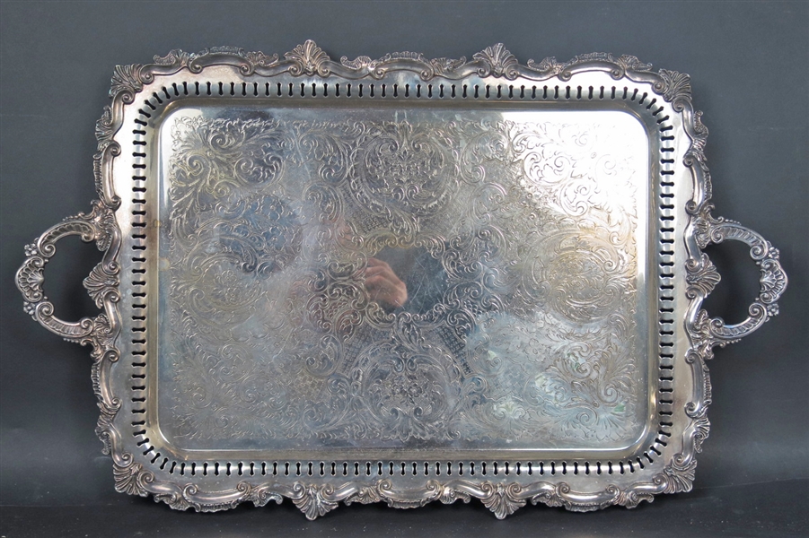 Large Double Handled Silver Plated Tray