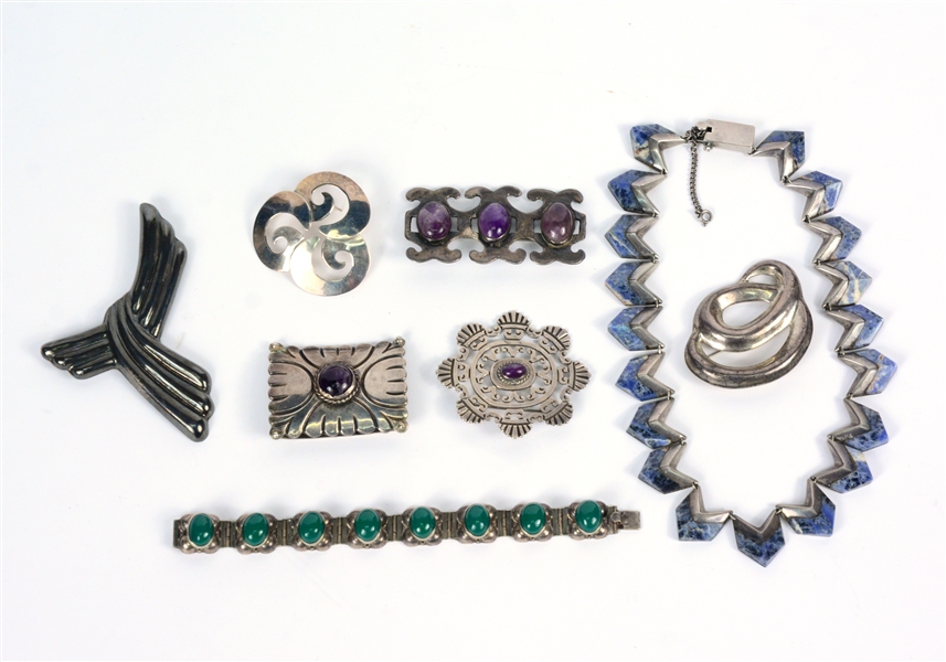Group of Mexican Sterling Silver Jewelry Items
