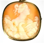 14K Yellow Gold Carved Shell Cameo Pendant/Brooch