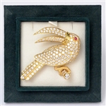 18K Yellow Gold Diamond Toucan Form Brooch