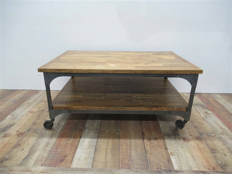 Industrial Style Hardwood Occasional Table