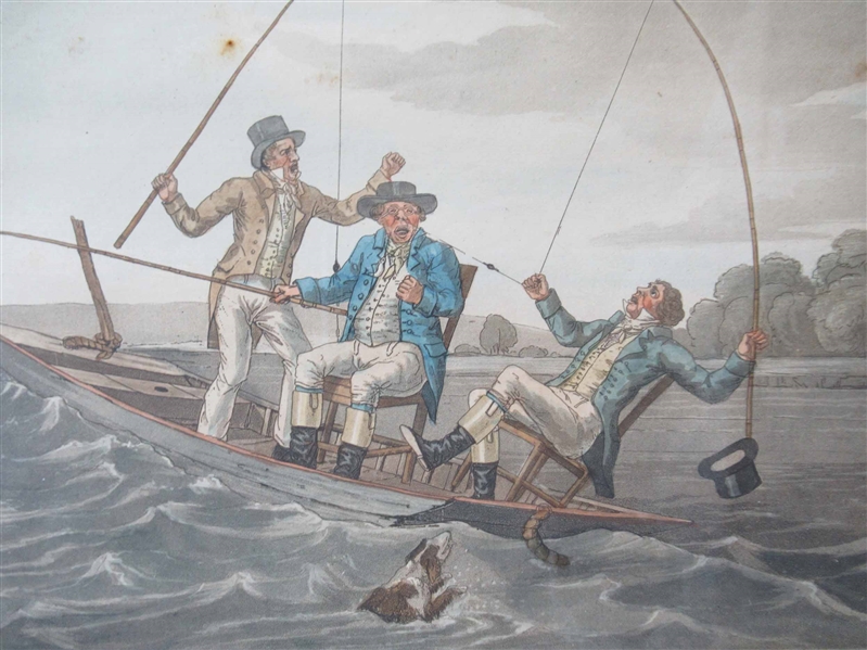 Four English Prints, Whimsical Fishing Scenes