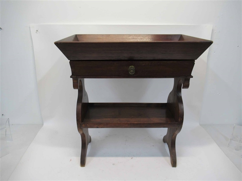 Neoclassical Walnut Tray-Top Side Table