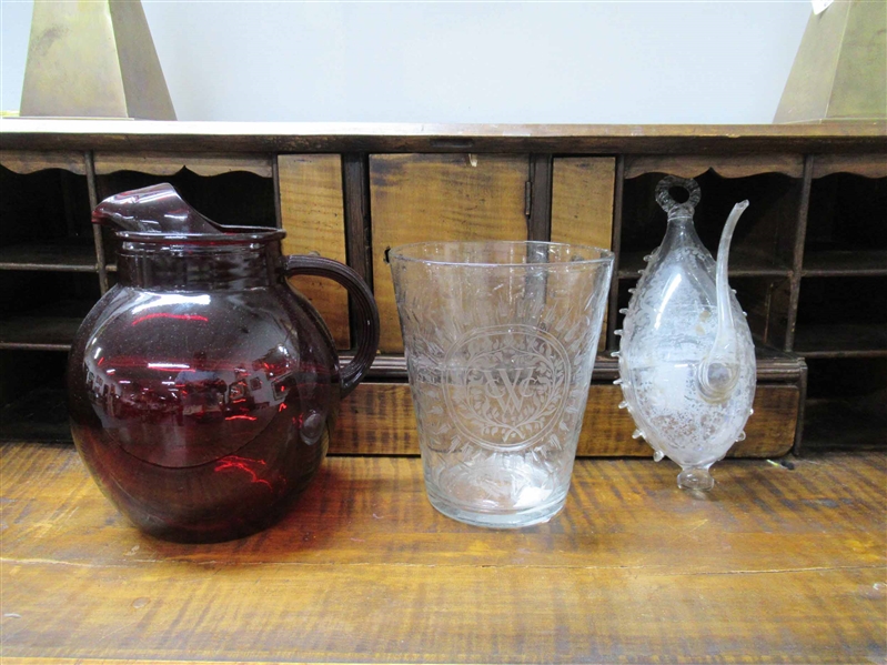 Monogrammed Etched Glass Vase