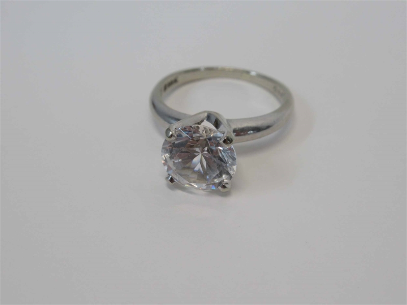 14K White Gold & Imitation Diamond Ring