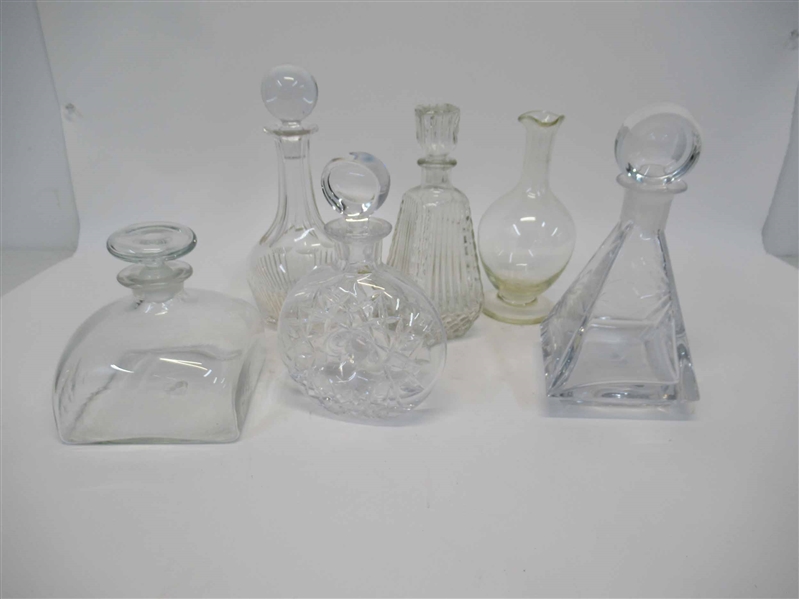 Group of Assorted colorless Glass Decanters