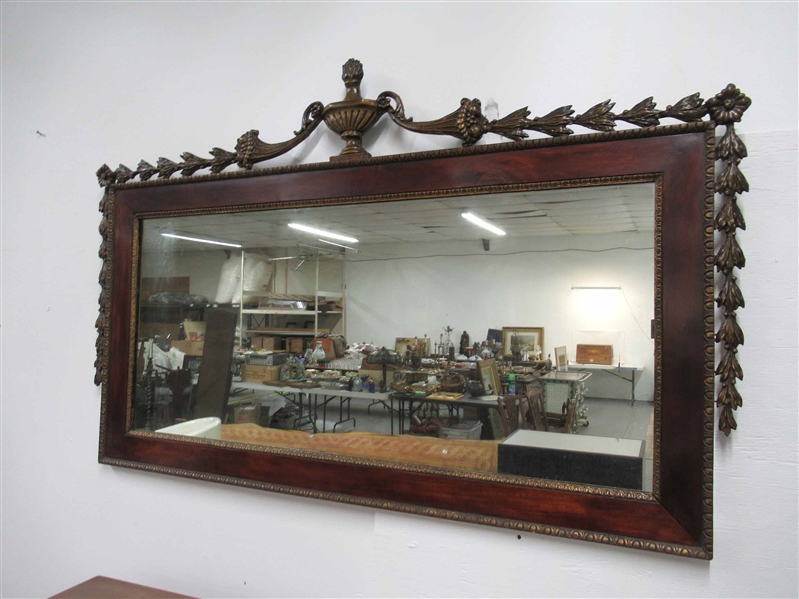 Federal Style Painted Mahogany Overmantle Mirror