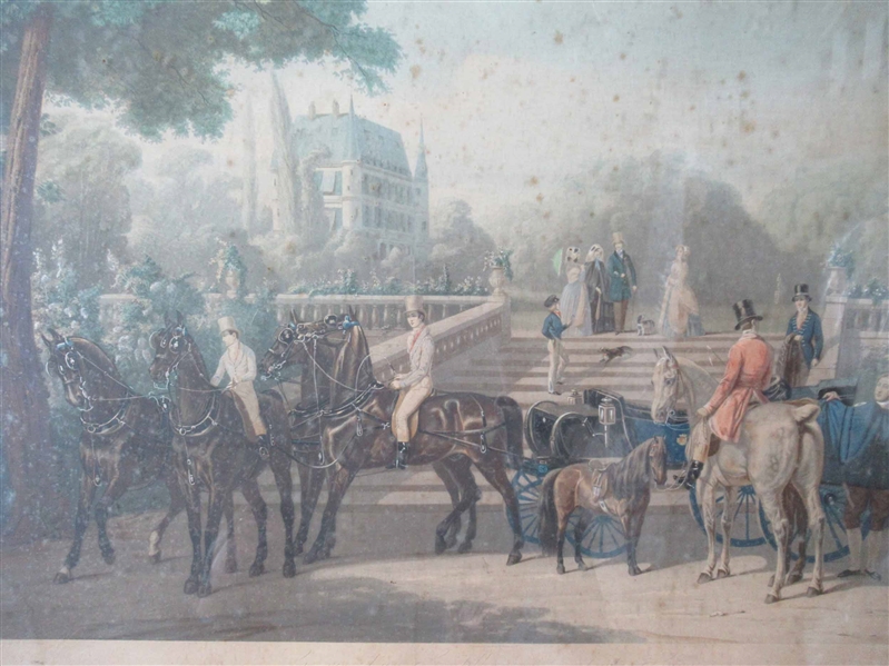 2 Continental Print of Horses with Carriage