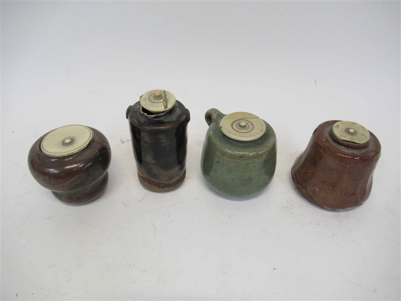 Four Japanese Stoneware Chaire Tea Caddys