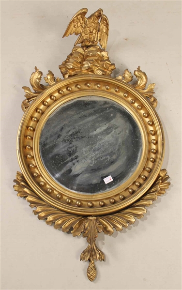 Federal Round Carved Giltwood Mirror