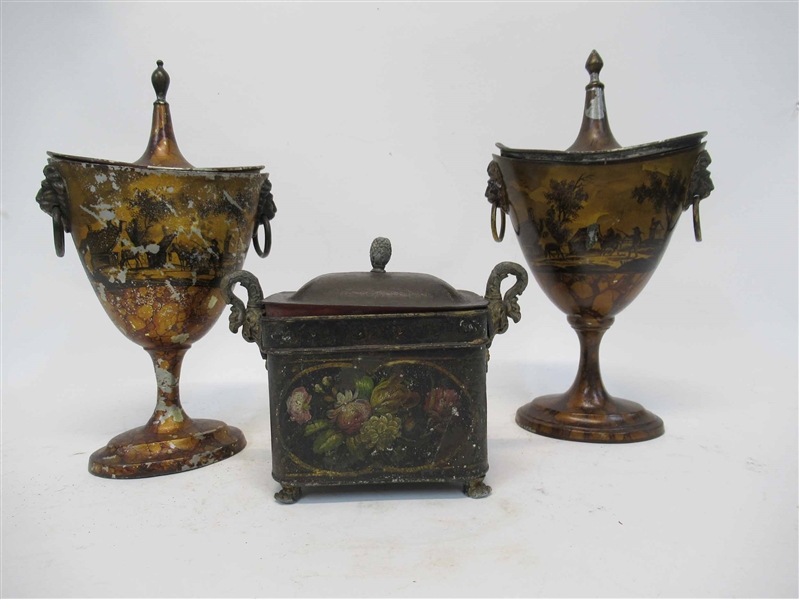 Pair of Pewter Covered Compotes