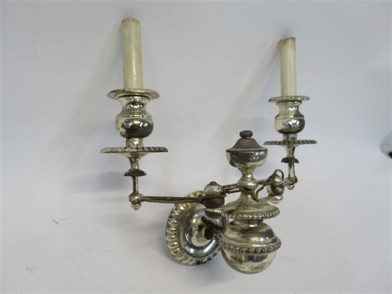 Pair of Silver Plated Wall Sconces