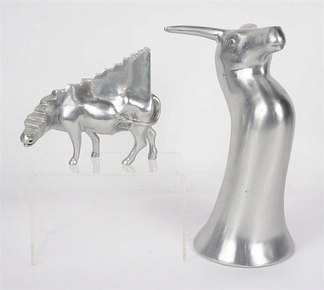 Two White Metal Sculptures, Signed Vila