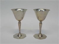 Two Wallace Sterling Silver Wine Glasses