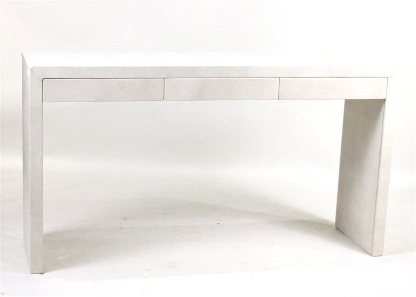 Modern White Faux Shagreen Console Table