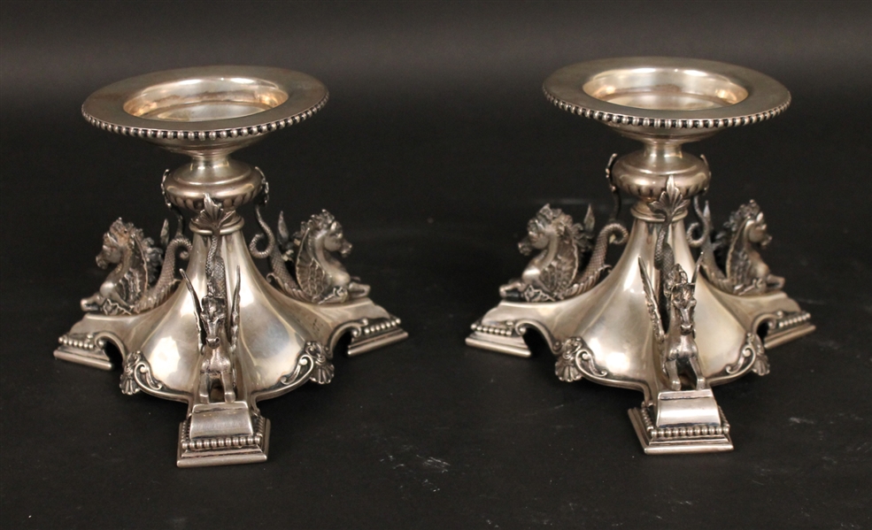 Pair of Edwardian Silver Bases For Compotes