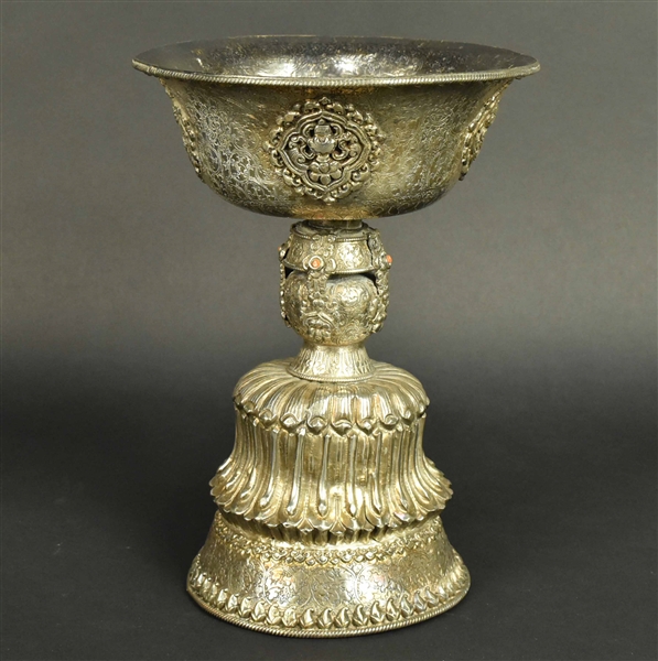 Indian Silver Pedestal Bowl