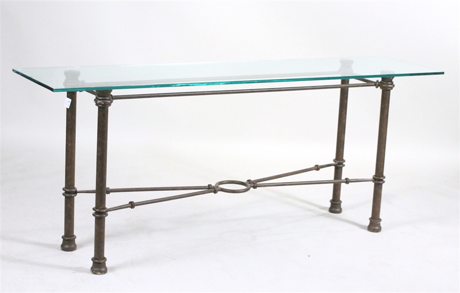 Contemporary Metal Glass Top Console Table
