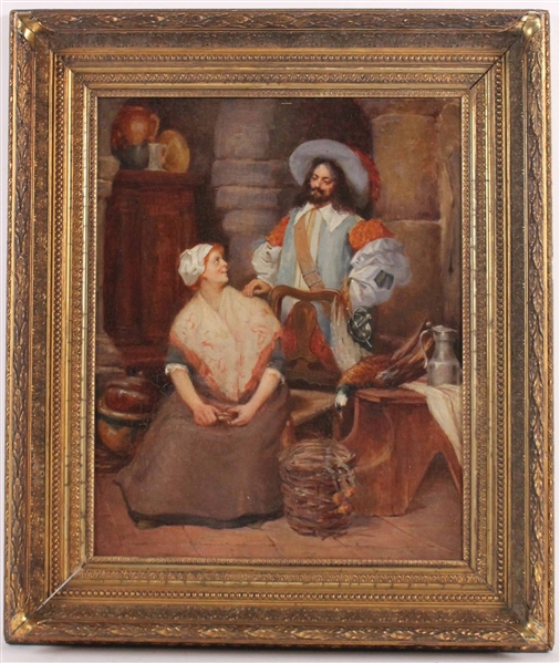 Oil on Canvas Musketeer in an Interior