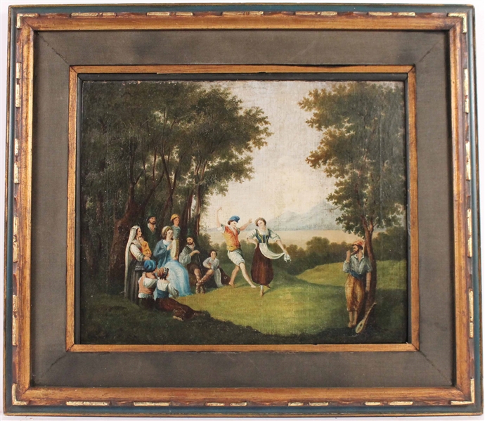 Oil on Canvas Figures Dancing in Forrest