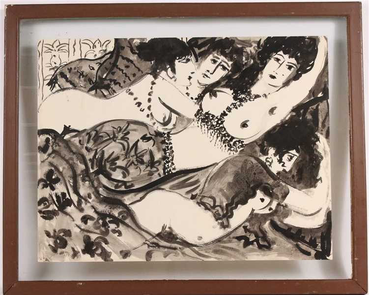 Ink on Paper, Reclining Nude Women, Jaoucn
