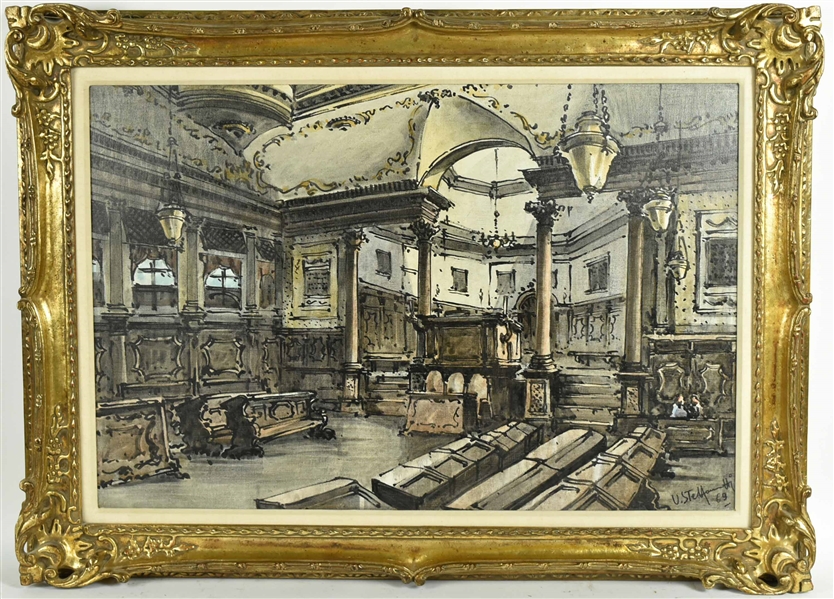 Oil on Canvas, Church Interior, Ferruccio Steffanutti