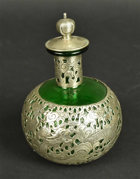 Chinese Export Silver Mounted Glass Perfume