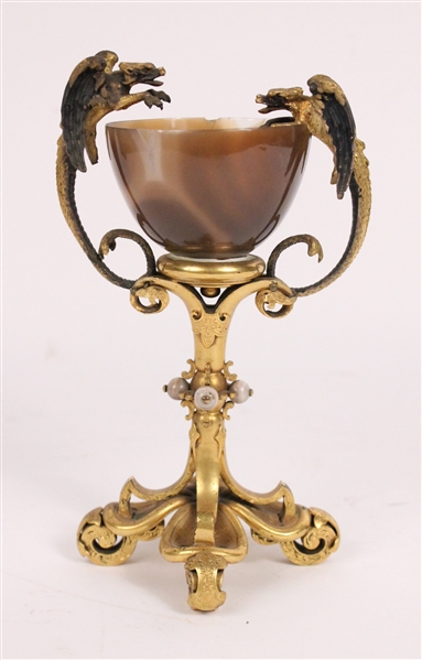 Continental Gilt Bronze Mounted Agate Chalice