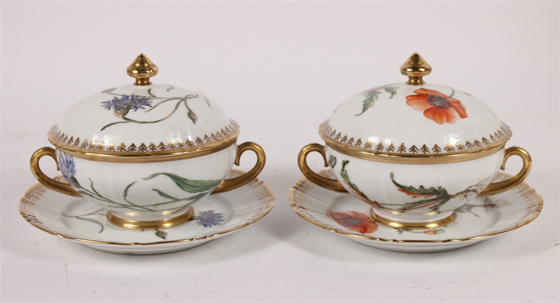 Two Bing & Grondahl Covered Bouillon Bowls