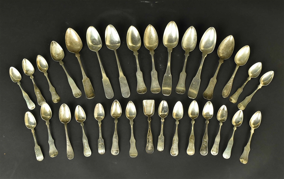 Nine Coin Silver Place Spoons