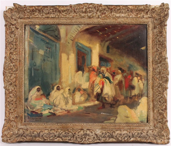 Oil on Canvas Scene in Tunis Julius Rolshoven