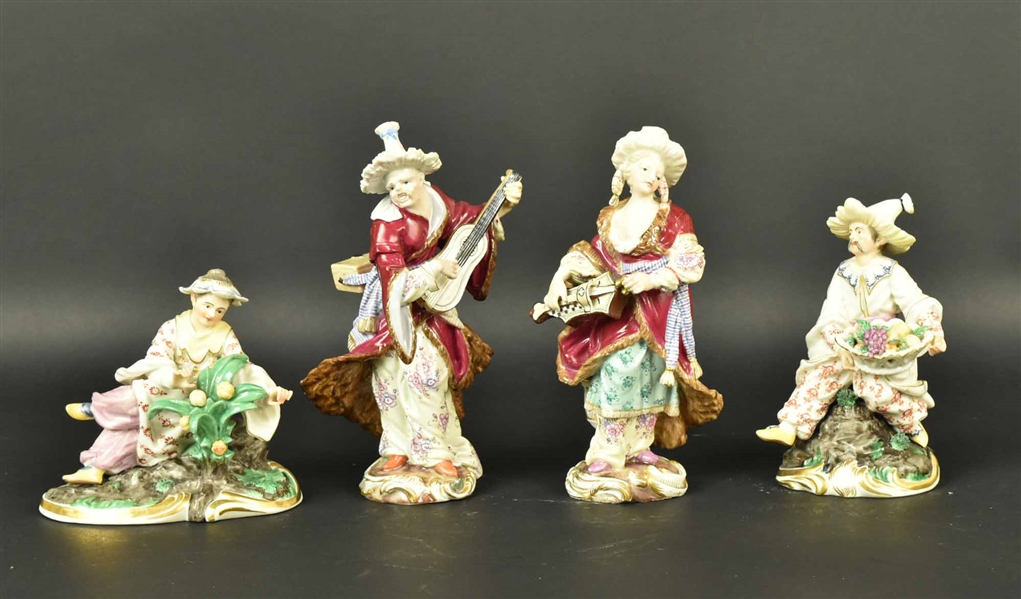Two Pairs Meissen Porcelain Chinese Couples 