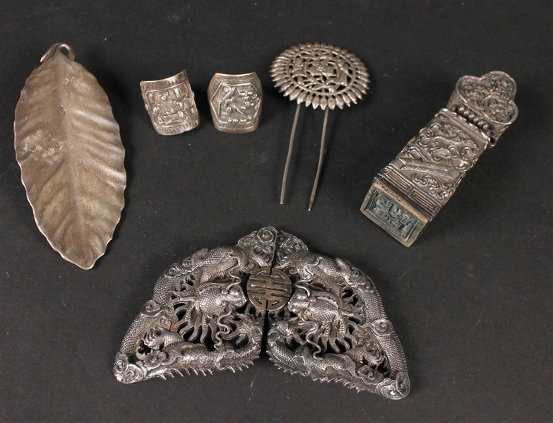 Group of Chinese & Japanese Silver Small Items