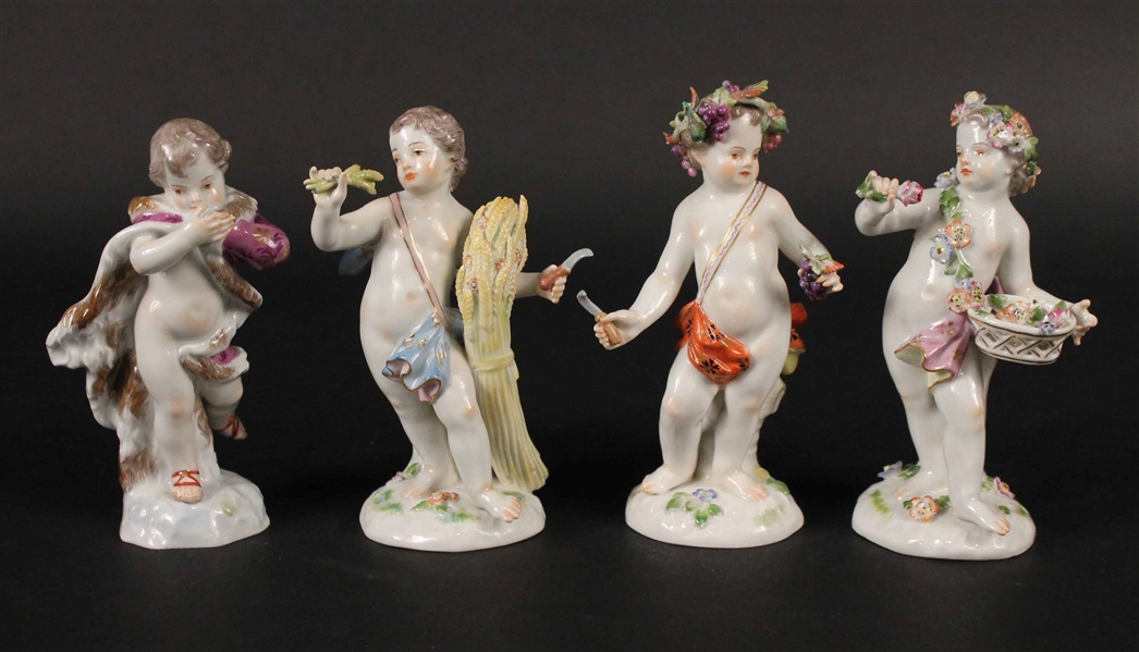 Four Meissen Porcelain "The Seasons" Figures