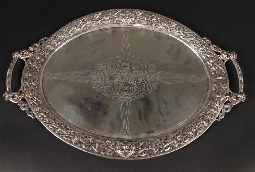 Moller Norwegian Silver Double Handled Oval Tray, c. 1910