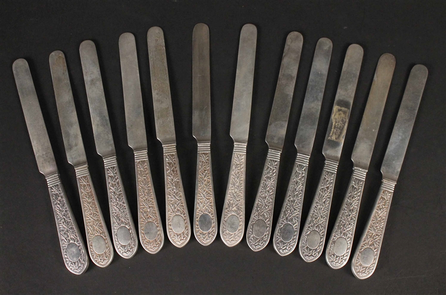 Set of Twelve Chinese Export Silver Knives
