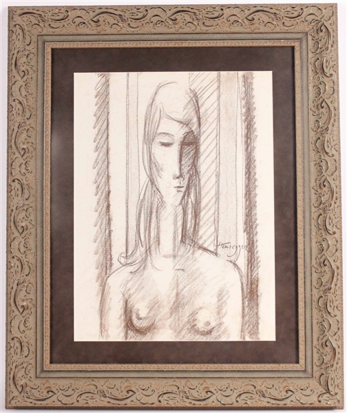 Charcoal on Paper Female Nude John Hansegger