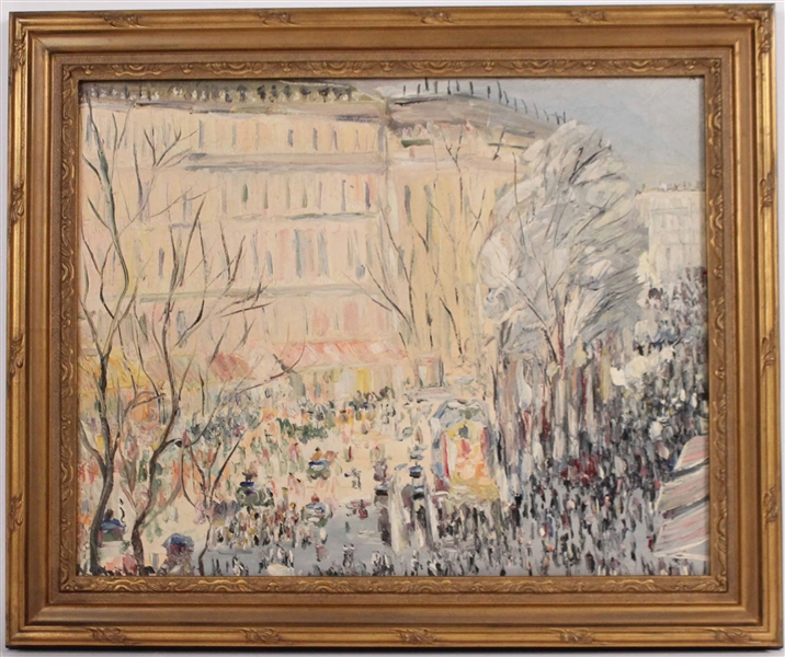 Oil on Canvas Paris Street Scene Werner Philipp
