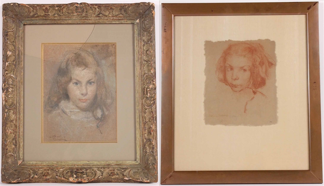 Two Charcoal and Pastel Portraits Antonio Barone