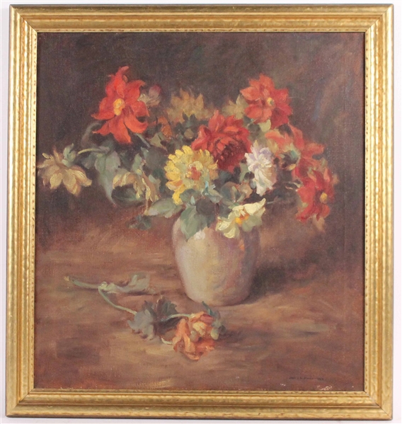 Oil on Canvas Floral Still Life John J Dixon